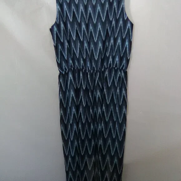 H & M Sleeveless Women's Summer Dress Blue Patterned Design Color Navy Size 14 Y - Picture 5 of 7